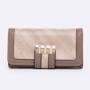 Texture Fashion Long Wallet - TAUPE
